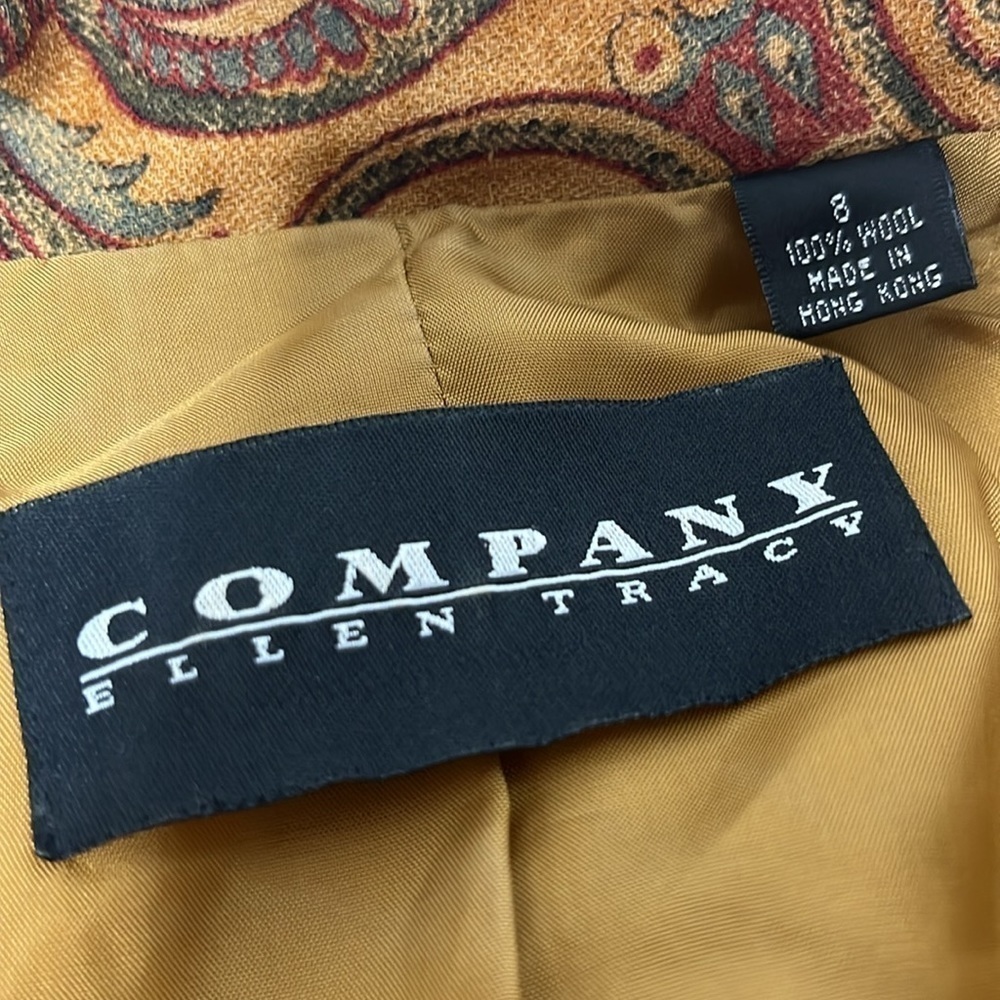 Ellen Tracy Multicolor Patterned Blazer - Mustard, Red, Green Accents - Picture 6 of 15